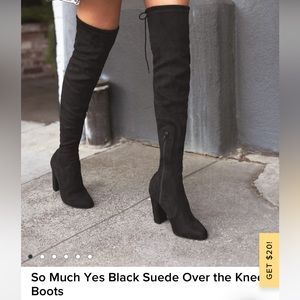 Lulus So Much Yes Black Suede Over the Knee Boots